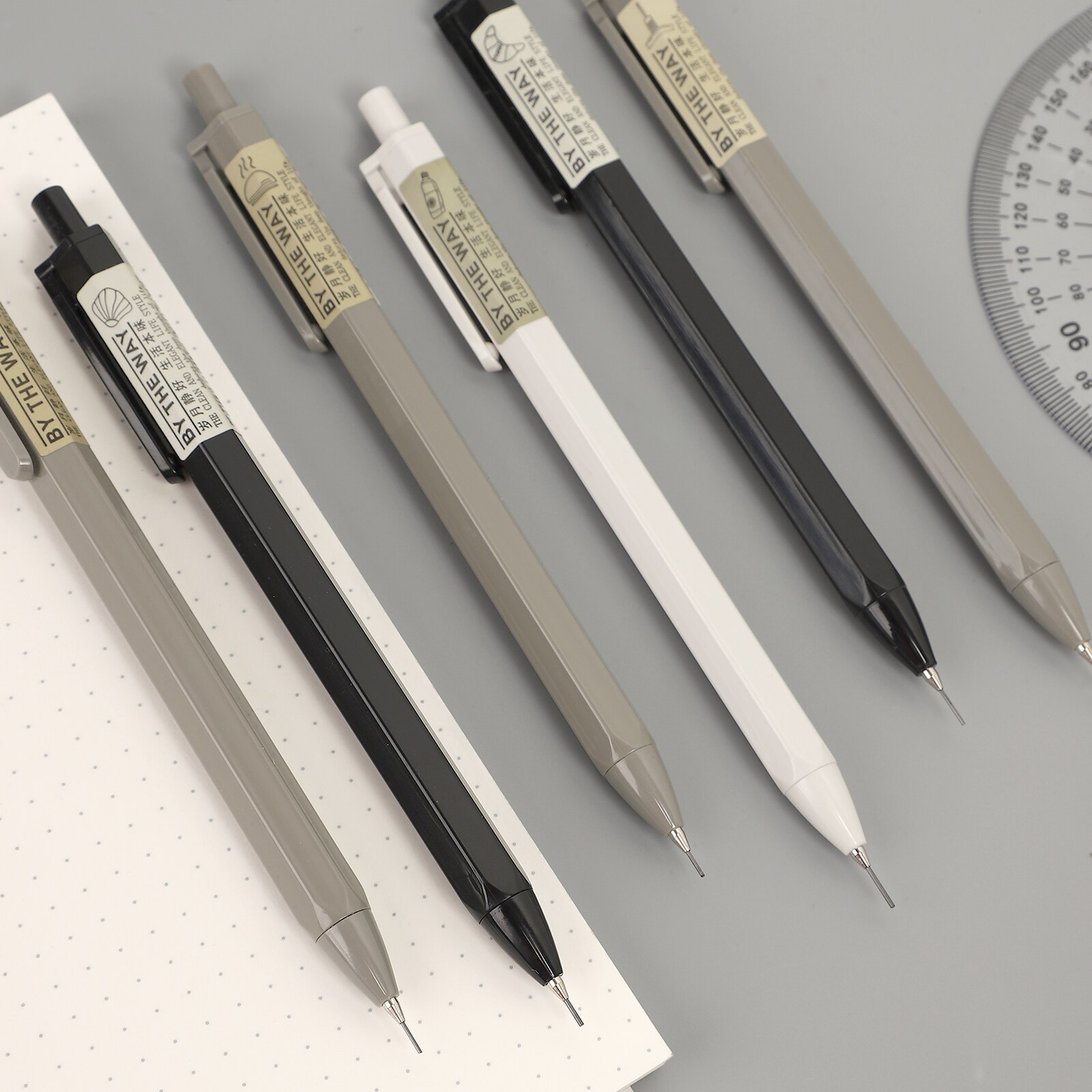 M&amp;G 3 Pcs 0.5/0.7mm Simple Mechanical Pencils Plastic Drawing Propelling Automatic Pencil Student Office Supplies Stationery