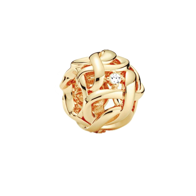 Abalorio colgante de corazón infinito y cruz brillante chapada en oro , compatible con pulsera de plata de ley 925 Original, joyería DIY: Verde