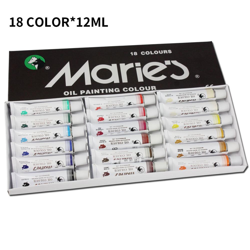 Marie's 12/18/24Colors Paste Oil Paint Set 12ML Oil Painting Pigment For Drawing Artist School Student Art Supplies