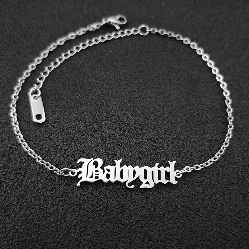 Baby Girl Anklets Gold Chian Enkelbandjes Sieraden Old English Font Letter Bracelets Boho Jewelry Women Graduation