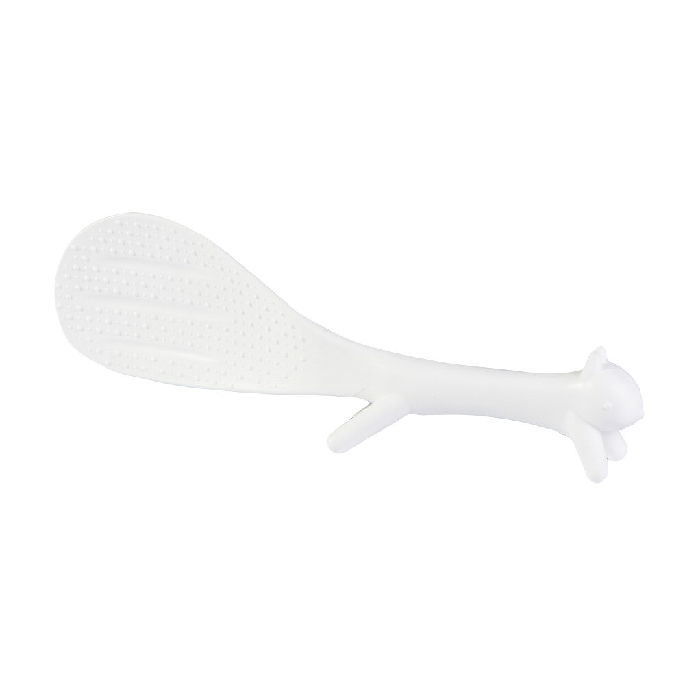 Stylish Kitchen Gadget Cute Squirrel Rice Paddle Standable Rice Spoon Non-Stick Rice Spoon: WHITE