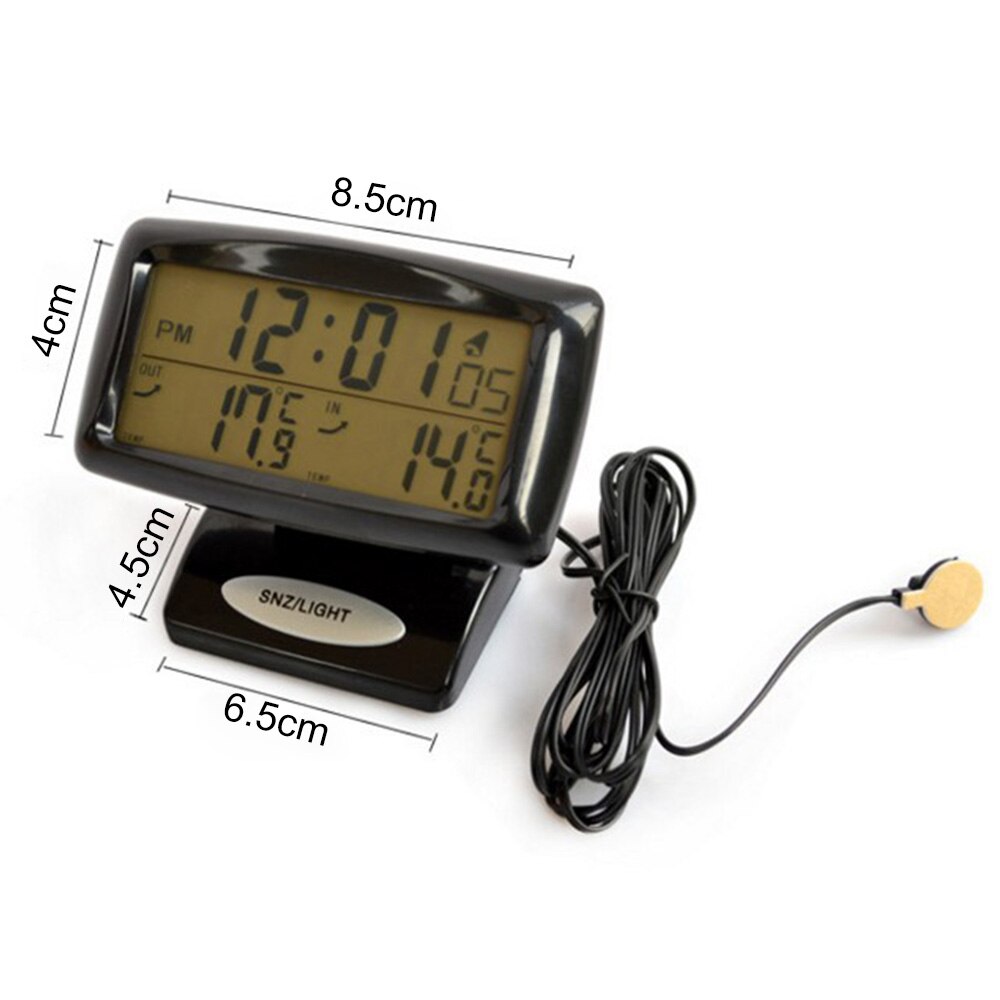 Auto Elektronische Uhr Temperatur Meter Auto Innen Und Außen Thermometer Dual Sensoren LCD Blau Hintergrundbeleuchtung