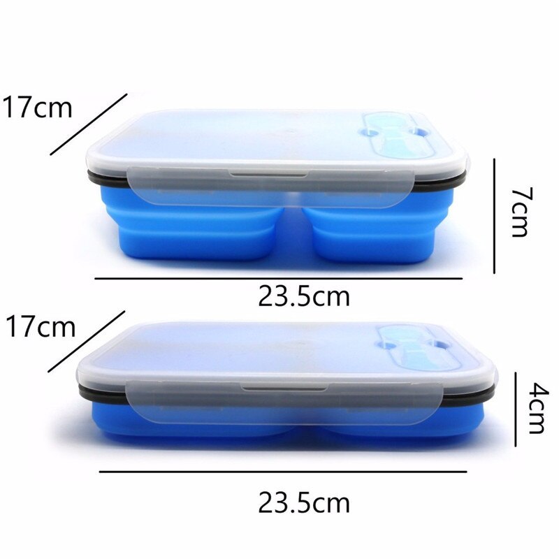 1100ML Silicone Inklapbare Draagbare Lunchbox Grote Capaciteit Kom Lunch Bento Box Magnetron Vouwen Lunchbox Milieuvriendelijke