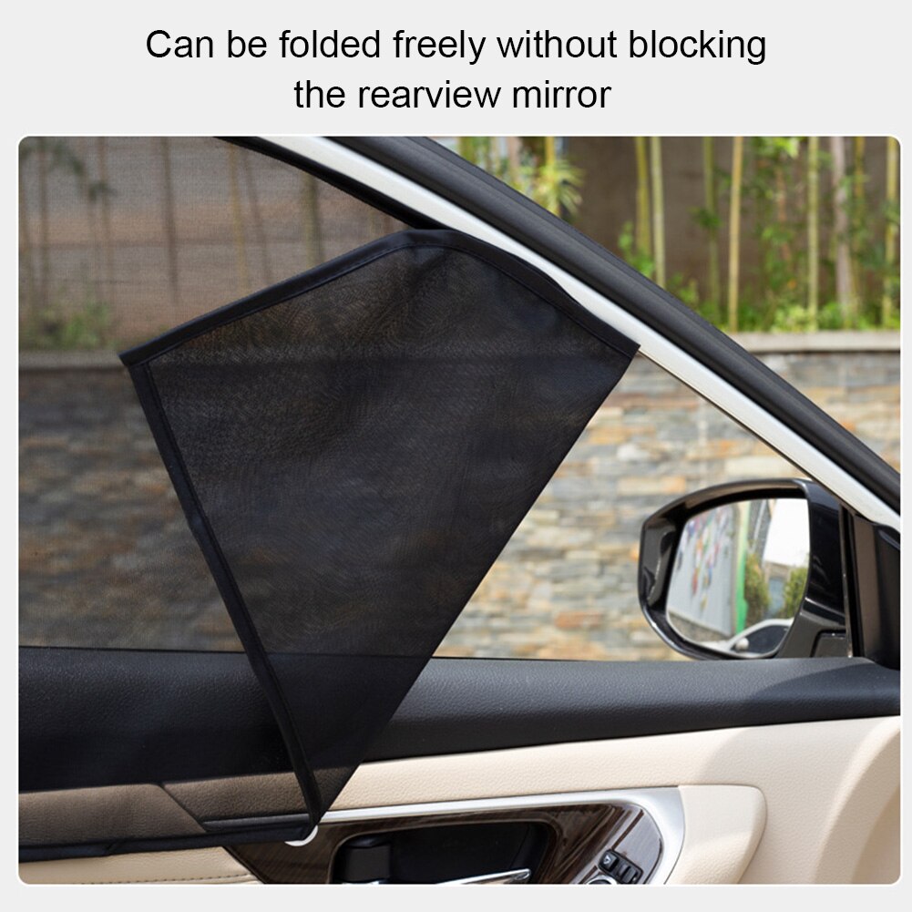1/2/4 Uds ventana sol sombra tela de gasa negra cubierta parasol para coche delantero trasero Protector lateral plegable Auto parasol cortina