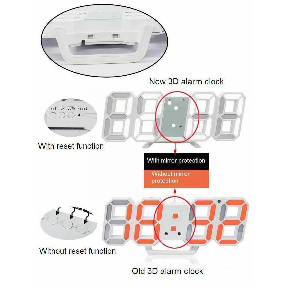 Reloj de pared grande 3D moderno, Digital, Led, Usb, electrónico, de mesa, de escritorio, luminoso