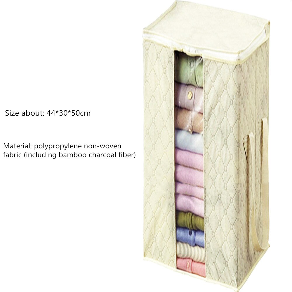Klær quilt oppbevaringspose bambus kull etui sengetøy organisator boks: Beige