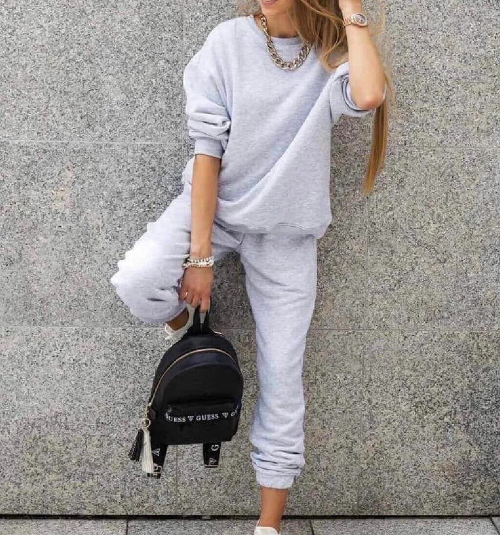 survêtement de sport deux pièces ensemble femmes hauts et pantalons sport costume automne femmes coton solide pantalons de survêtement ensemble femmes pulls