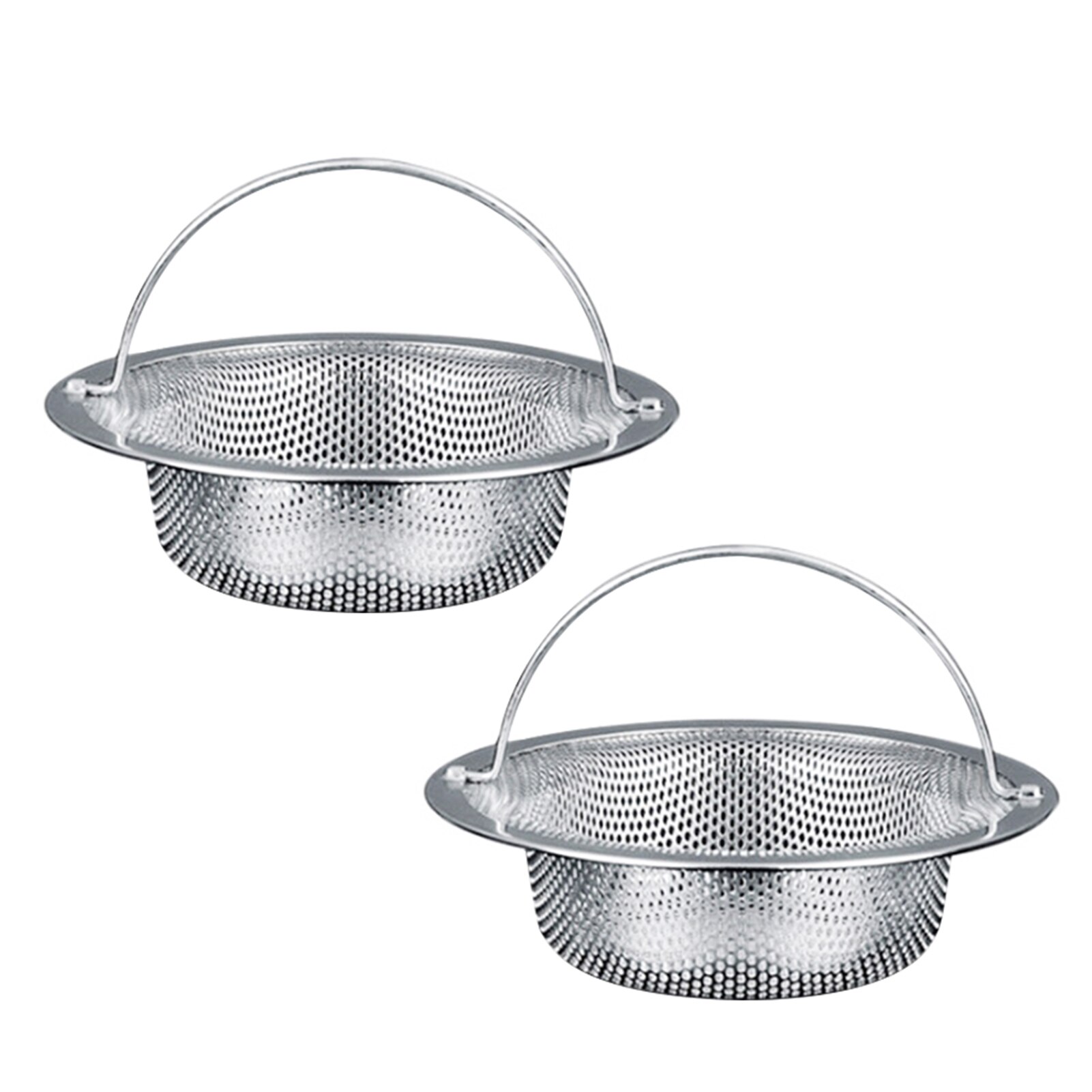 2pcs Sink Strainer Wash Basin With Handle Fast Flow Food Catcher Stainless Steel Home Filter Kitchen Anti Blocking Large Basket