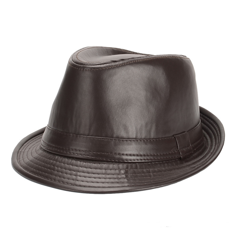 British Style Short Brim Jazz Caps Hats Wool Felt Fedoras Trilby Hat Solid Panama Formal Cap For Men Women Unisex: Coffee Leather