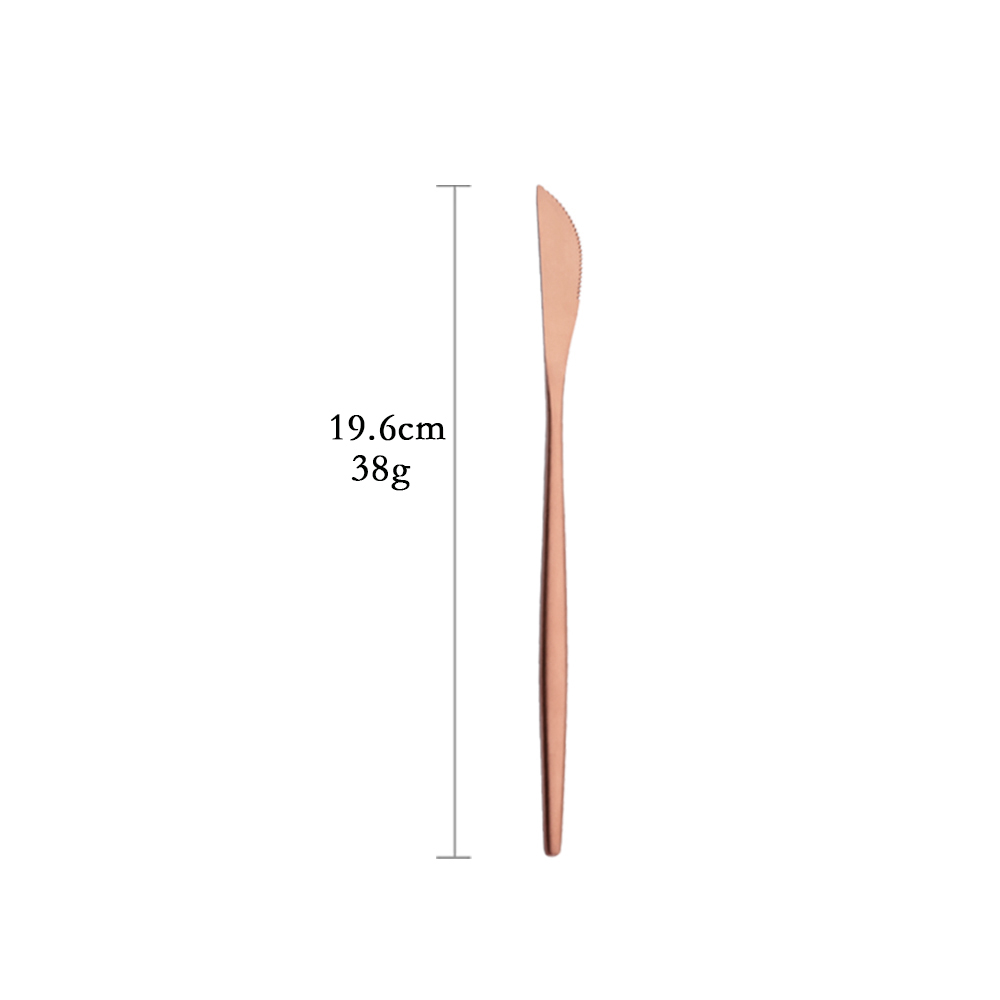 Tableware Matte Rose Gold Cutlery Set Stainless Steel Luxury Dinnerware Home Flatware Dessert Fork Tea Spoon Knife Kitchen Set: Dessert Knife