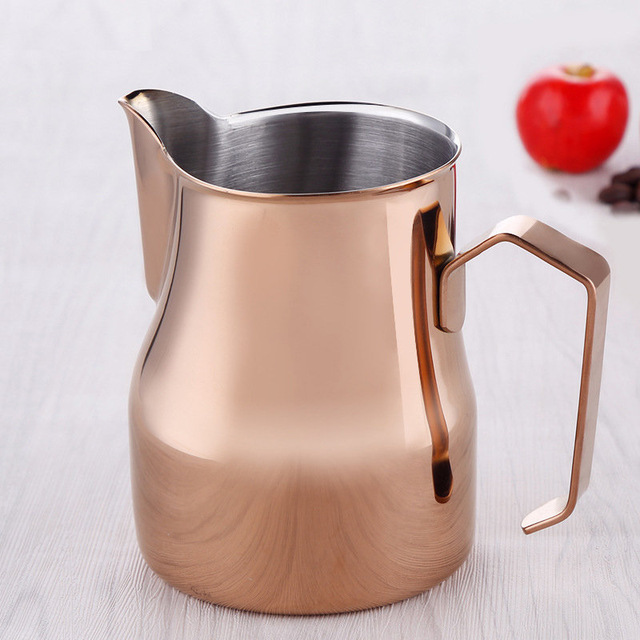 Espresso Koffie Pitcher Roestvrij Staal Melk Opschuimen Jug Barista Craft Latte Cafe Professionele Concurrentie Muticolor Melk Kannen: Rose Gold / 750ml