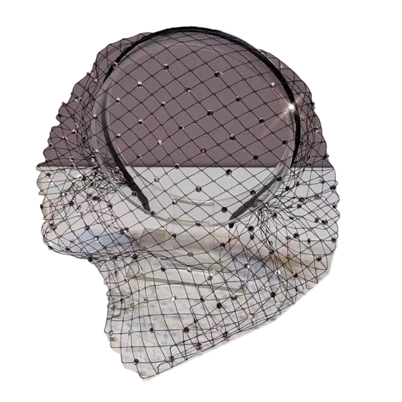 Diademas velo caladas misteriosas y sexis para mujer, diademas decorativas malla para cara, aros para para para: Negro