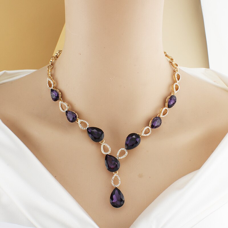Dubái Jewelry-conjunto de joyas de boda para mujer, conjunto de collar de Color oro rosa, pendientes, accesorios para: 2