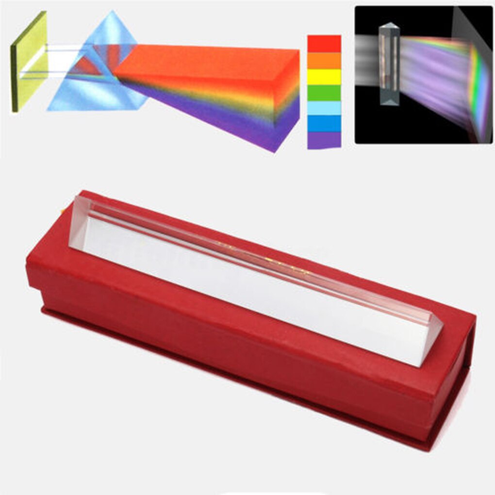 5 cm x 3 cm Rainbow Optical Glass Triple Triangular Prism Physics Teaching Light Spectrum with Box