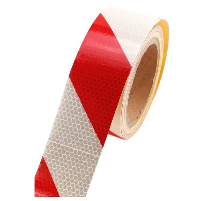 10m x 5cm sikkerhedsadvarsel tape reflekterende tape selvklæbende tape reflekterende strip trafik reflekterende klistermærker farve: rød + hvid