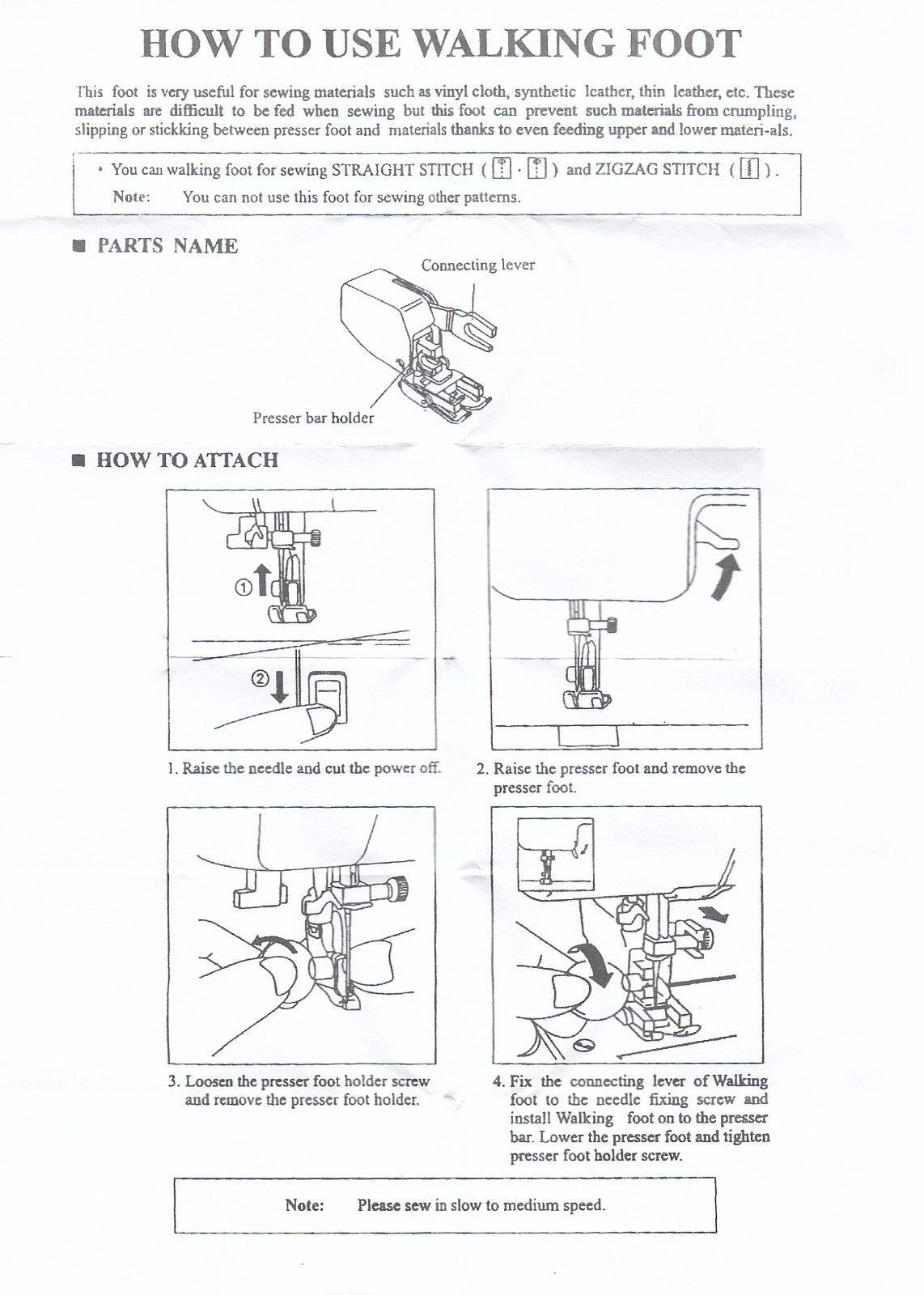 Even Feed/Walking Foot Sewing Machine Presser Foot Quilt Guide Singer Tool