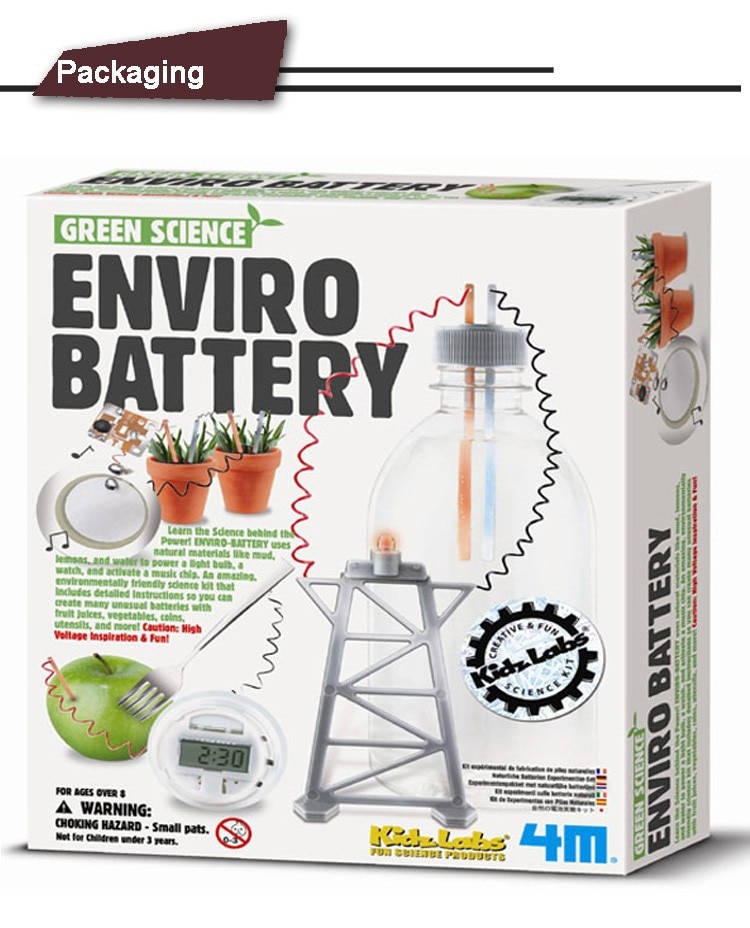 DIY Green Science Enviro Battery Kit Great Educational Toy for Kids as Model Kits Novelty