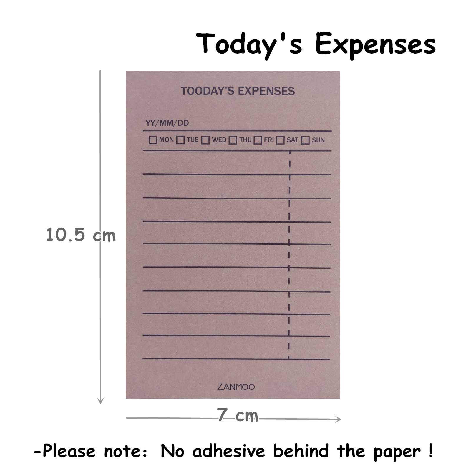 Bloc-notes avec calendrier quotidien, 50 feuilles, carnet de notes avec listes de choses à faire, notes, Plan horaire, avec retard, papeterie: Today Expenses
