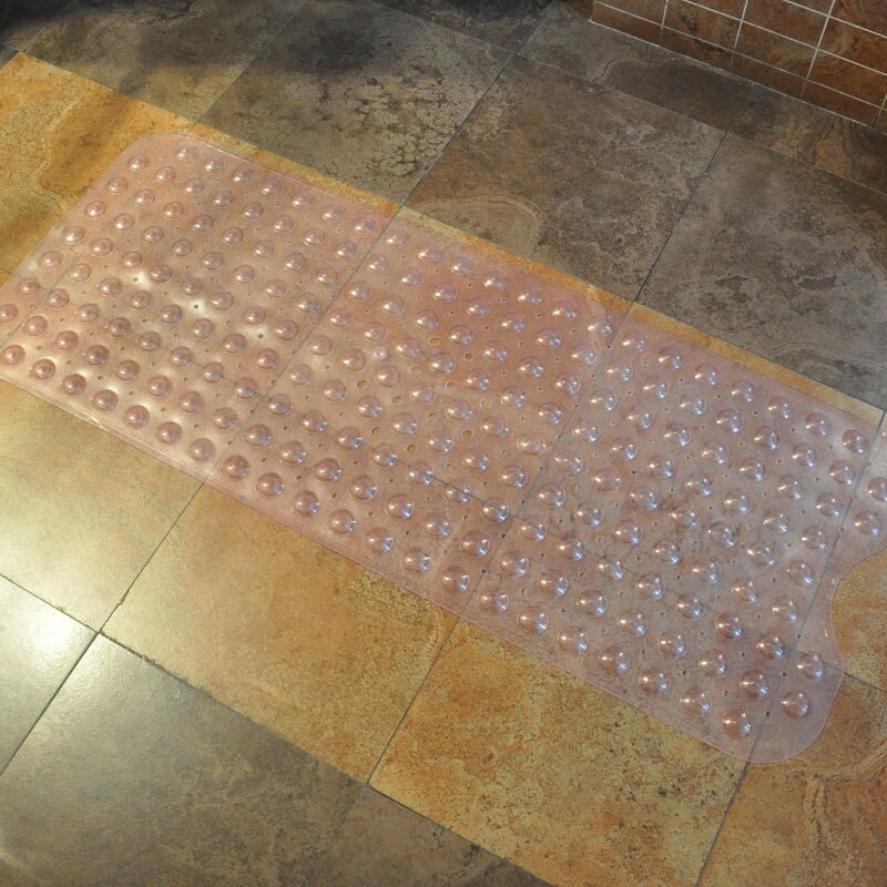 40*100cm Mat Bathtub Bath Mat PVC Large Bathtub Safety Shower Non-slip Bath Mats With Suction Cups Floor Mat: Transparent powder