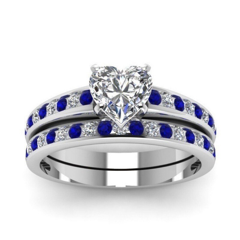 Mode Product Populaire Ingelegd Blue Zircon Engagement Ring