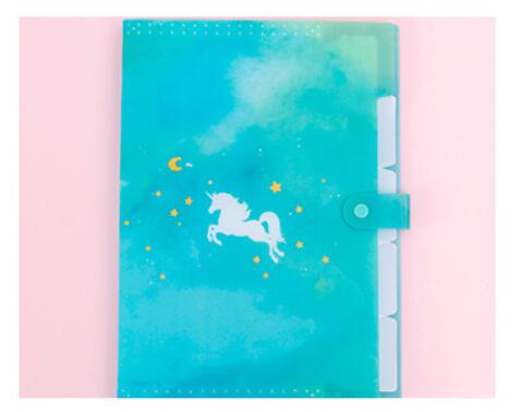 Multi-layer Dream Unicorn A4 File Holder Cute PVC Document Bag Stationery pouch Bill Folder organizer school supplies: B