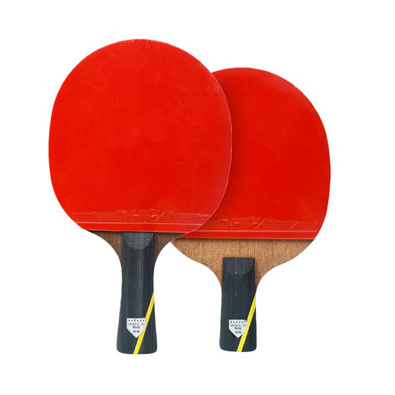 Huieson-raqueta de tenis de mesa de 6 estrellas, raquetas de Ping Pong de goma con doble grano de carbono, pala de pádel, potente murciélago con cubierta, 1 par