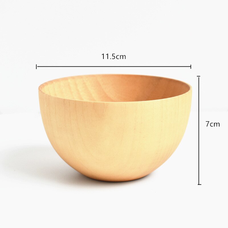 Cuenco de ensalada de madera Natural profundo caqui gran sopa de ensalada de madera redonda platos tipo tazón juego de utensilios de cocina de madera Premium: Wood M