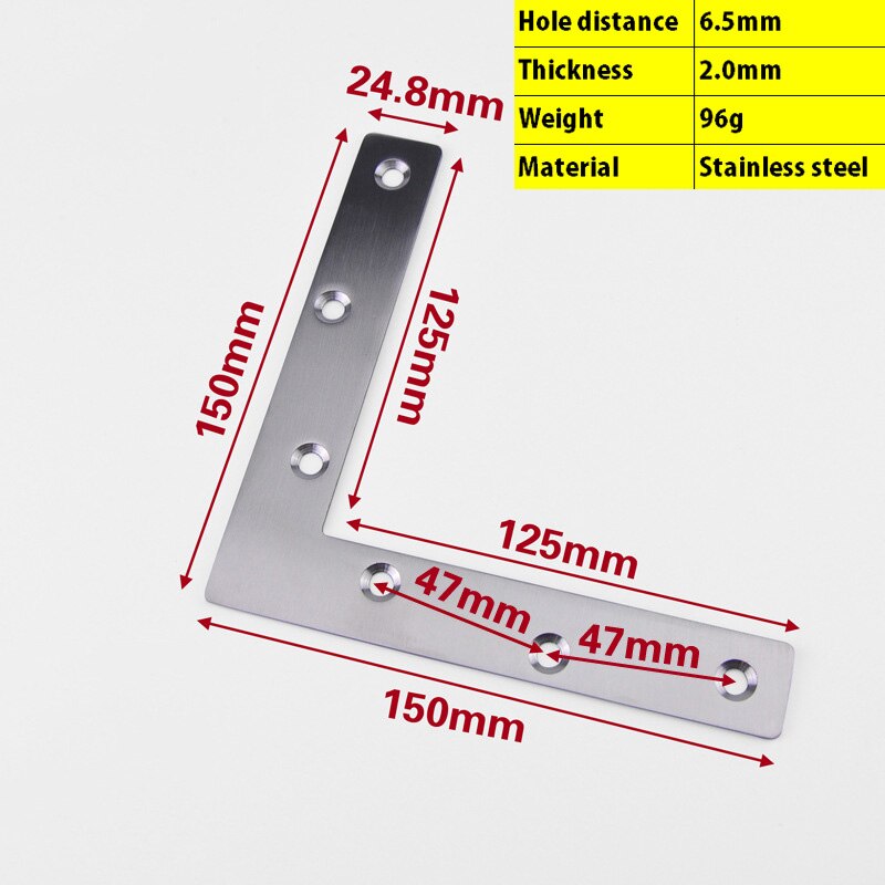FGHGF 90 Degree L Shaped Stainless Steel Flat Plate Corner Brace Angle Brackets: Brown