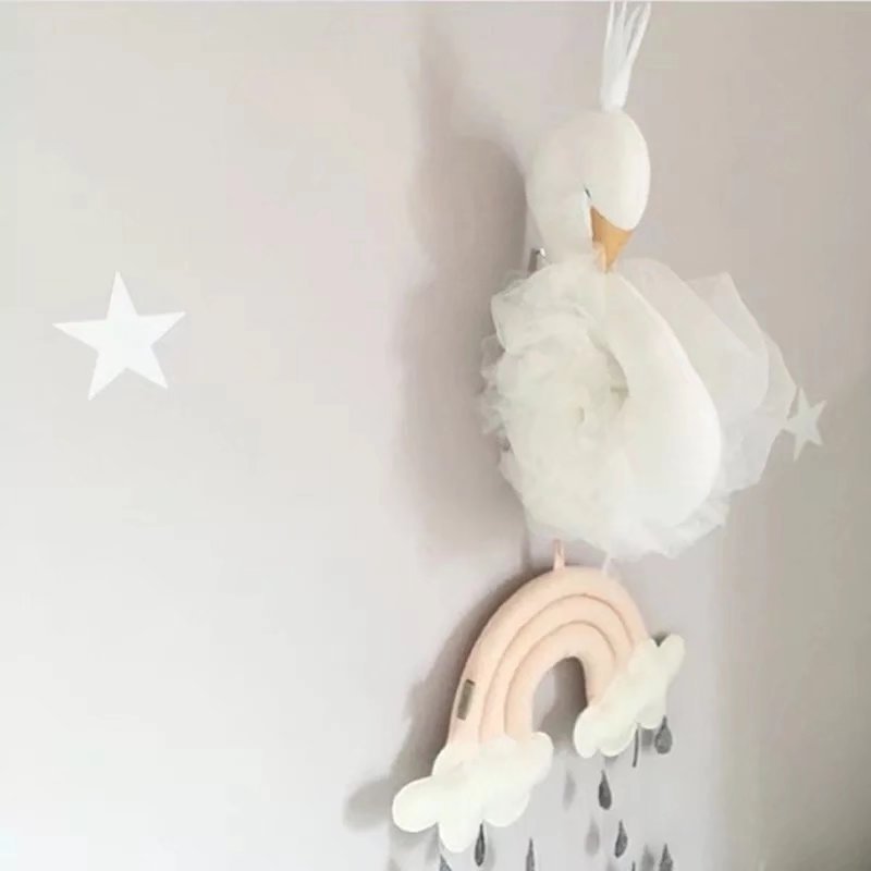 Bébé fille chambre décoration animaux têtes cygne tenture murale décor pour enfants chambre pépinière chambre décoration hôtel décor Photo accessoires: White