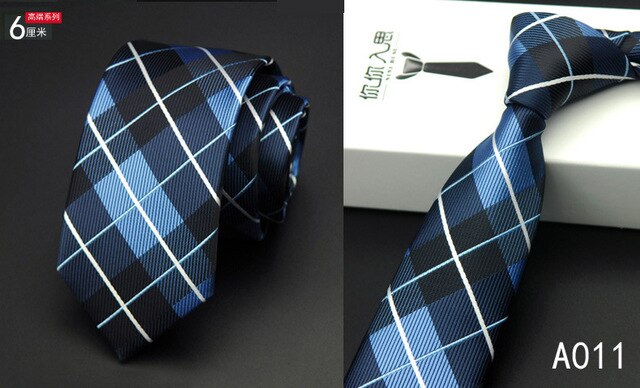 Mens Silk Tie Navy Blue Yellow Striped Slim Necktie 6cm Business Wedding Gravatas Luxury Handmade Gold Tie: 19
