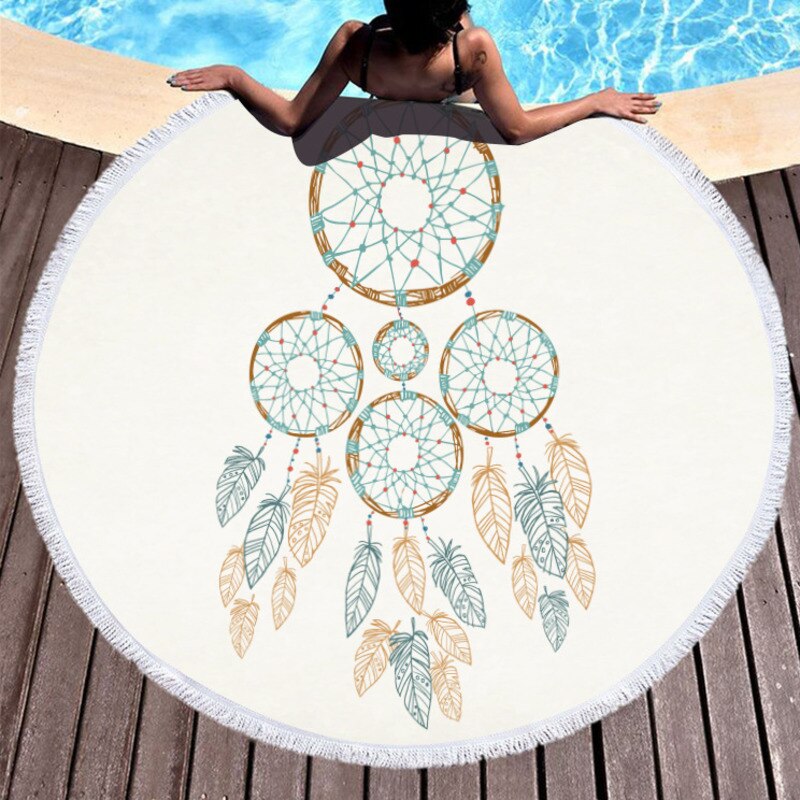Microfiber Beach Towel 150cm Round With Tassel Bath Towel