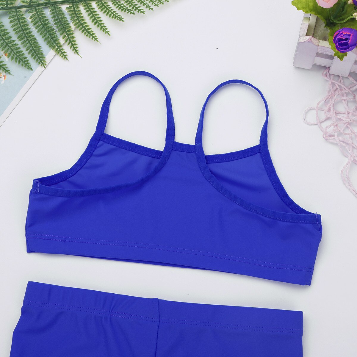 Kid Girls Clothes Set Summer Solid Short Tank Tops Shorts Sports Gym Workout Two-piece Children Kids Clothes