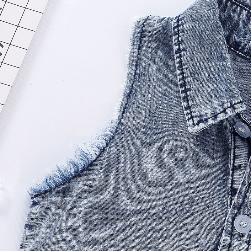 Bébé Été Denim Barboteuse Enfant En Bas Âge -Né Bébé Garçon Fille Sans Manches Bouton Poche Barboteuses Infantile Jumpsuit Vêtements Décontractés Tenues