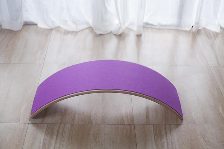 Wooden Balance Board Children Curved Seesaw Yoga Fitness Equipment Body Building Baby Indoor Toys Kids Outdoor Sports: Purple 