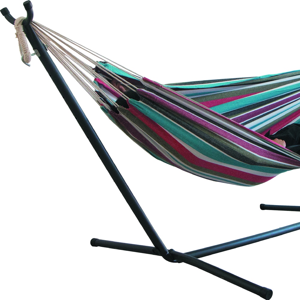 Portable Canvas Hammock Outdoor Garden Sports Swing Home Travel Leisure Camping Stripe Hammock Double Single People Hanging Bed