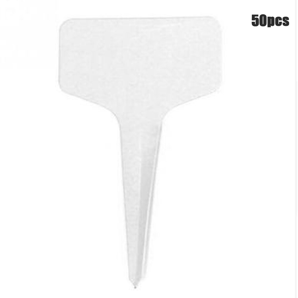 50pcs Nursery Garden Gray Plastic Plant T-type Markers Plant Tags Nursery Garden Labels Address Signs TB: 50pc white