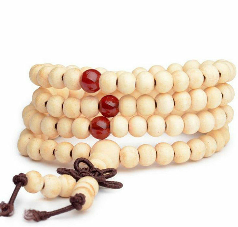 Pulseras de madera de sándalo Natural para hombres y mujeres, brazaletes con cuentas de ébano negro, nudo de oración de madera budista, 9 estilos, 6mm: 02