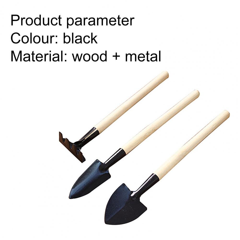3Pcs/Set Mini Spade Shovel Harrow Wooden Handle Loosening Soil Tools for Pot Plants