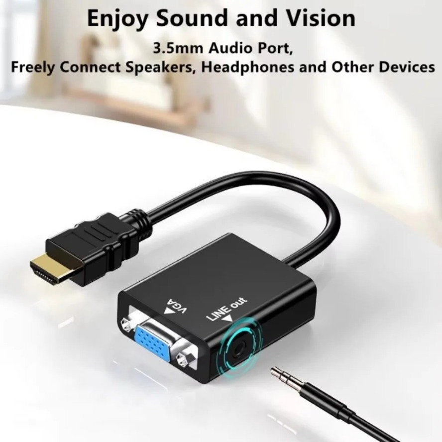 Grwibeou HDMI-compatibel naar VGA-adapter HD 1080P mannelijk naar VGA vrouwelijk converter met audiokabel HDTV NAAR VGA voor pc-laptop tablet