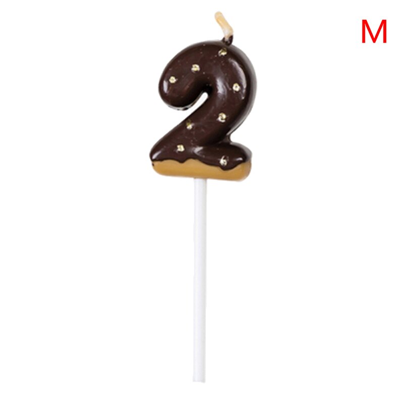 1pc Cute number candles for cake topper 0 -9 Chocolate biscuit birthday candle: brown2