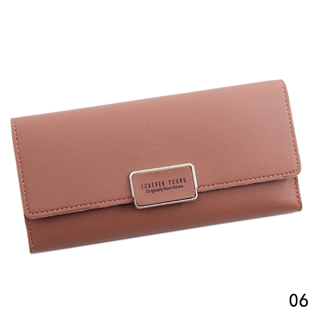 Wallet long Zipper Multi Card Position Leather Coin Purse women Card Holder Leather wallet women casual wallet: Rose