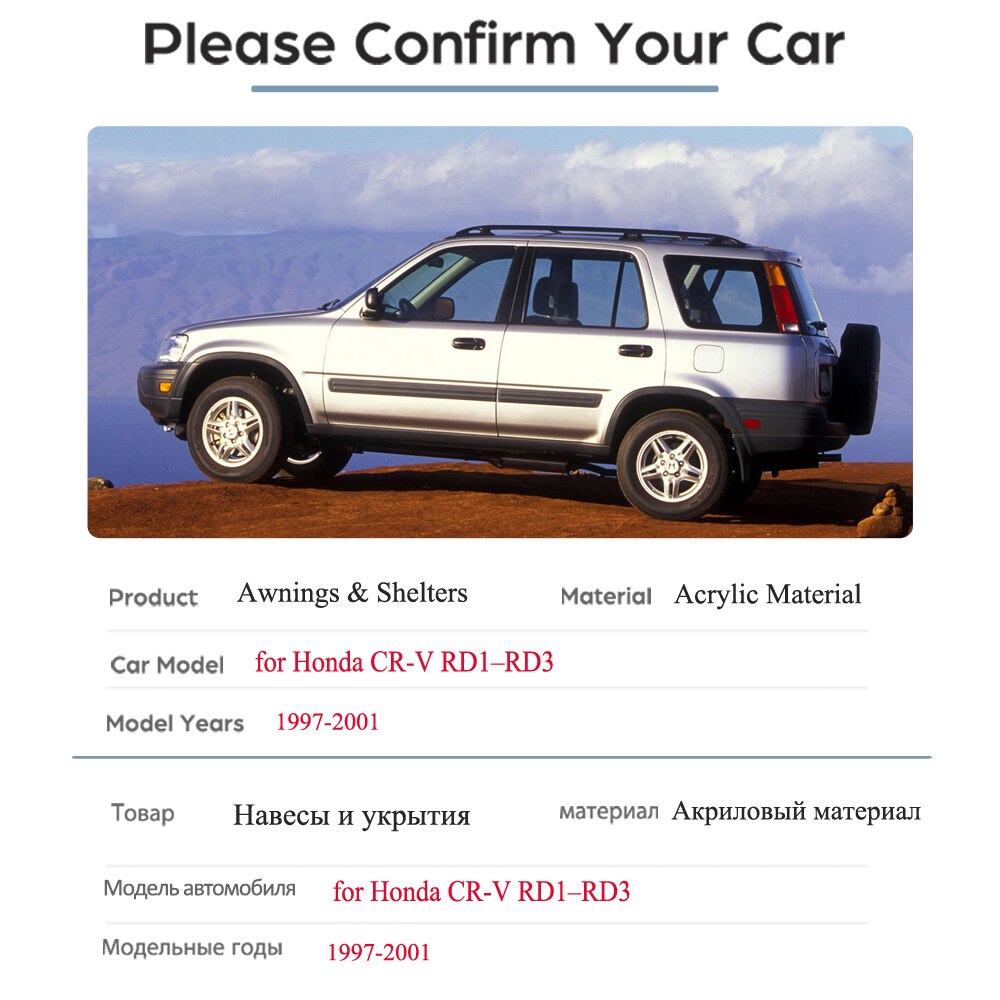 Ventana de coche parasol protector para lluvia para Honda CRV CR-V 1997, 1998, 1999, 2000, 2001 CR V RD1 ~ RD3 toldos refugios accesorios de coche