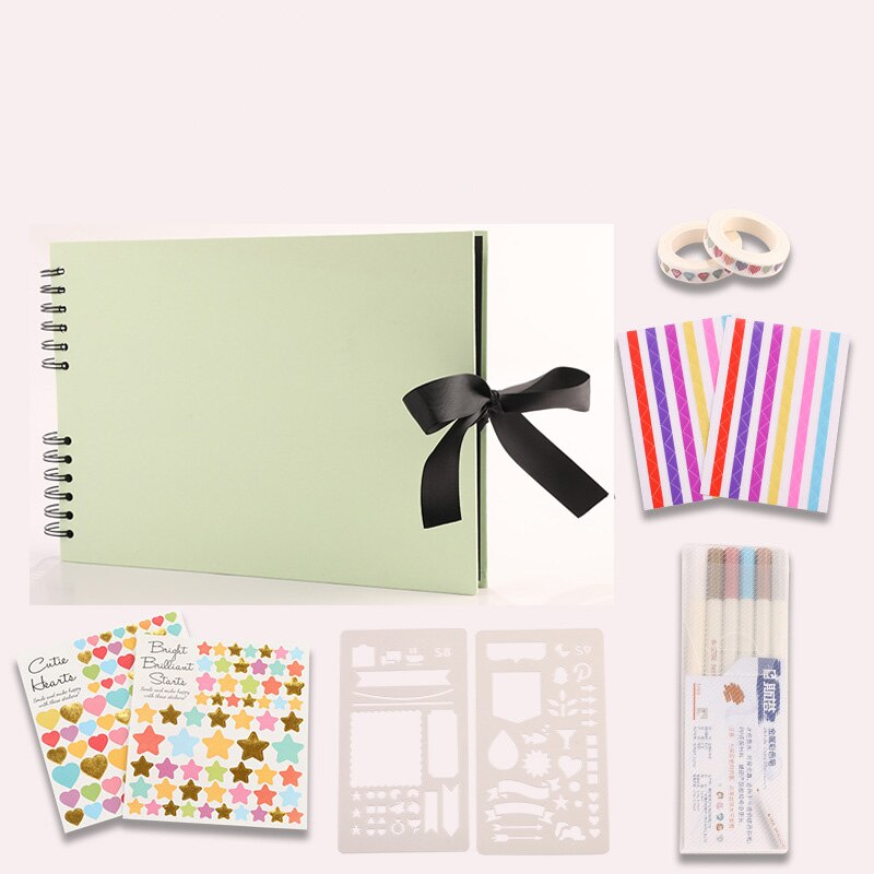 40 Sheets Photo Album Scrapbooking Memory Book Paper Wedding Blank Kraft Scrapbook Home Decor: Green 29x21.5cm