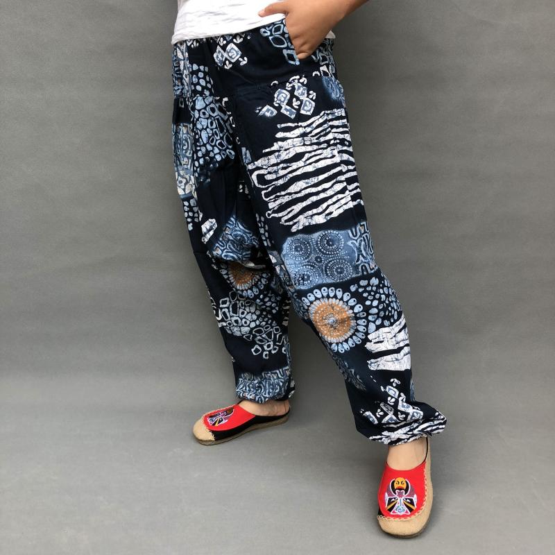 Streetwear Männer Harem Hosen Frauen ausgebeult Hosen Baumwolle Leinen Kreuz-hosen Breite Beine verlieren Tanz Hosen Tiefem Schritt Männer kleidung