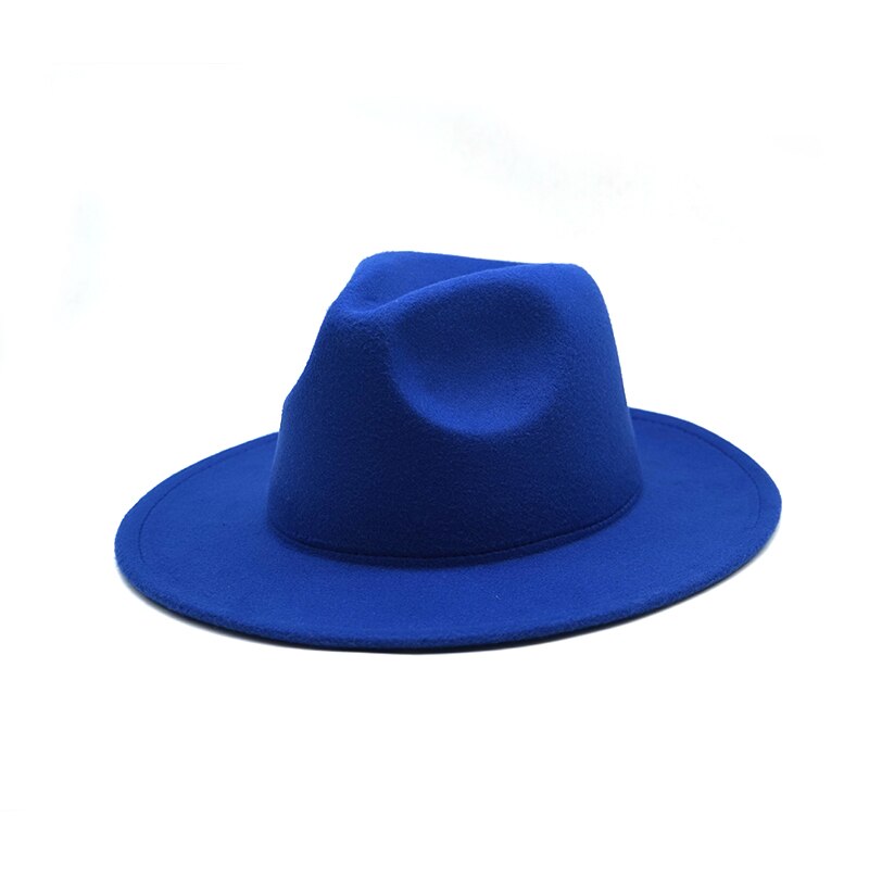 Høst vinter dame filthatt fedoras hatter med stor brem for kvinner britisk stil vintage kirkehatter dame flat brem hvit jazz cap: 11