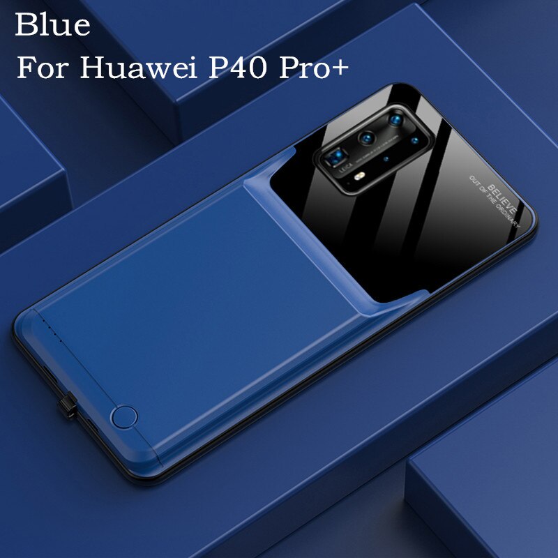 6000Mah Externe Batterij Oplader Gevallen Voor Huawei P40 Pro Power Bank Batterij Opladen Cover Voor Huawei P40 Pro + batterij Case: Blue