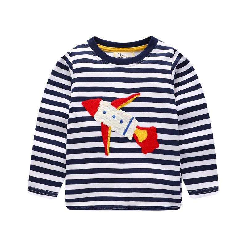 T-shirt manches longues garçon | Vêtements en coton, à rayures, pour enfants: T7533 WHITE STRIPE / 24M