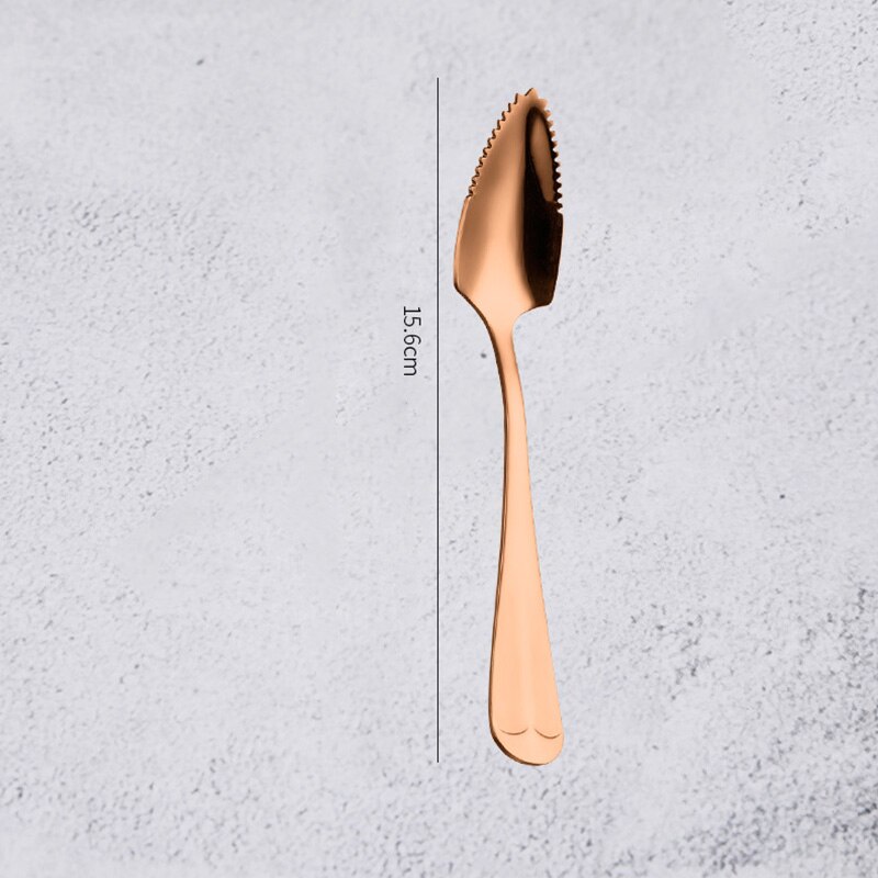Rvs Grapefruit Apple Schraper Lepel Gekarteld Zaagtand Edge Fruit Puree Lange Handvat Babyvoeding Bereiden Tool