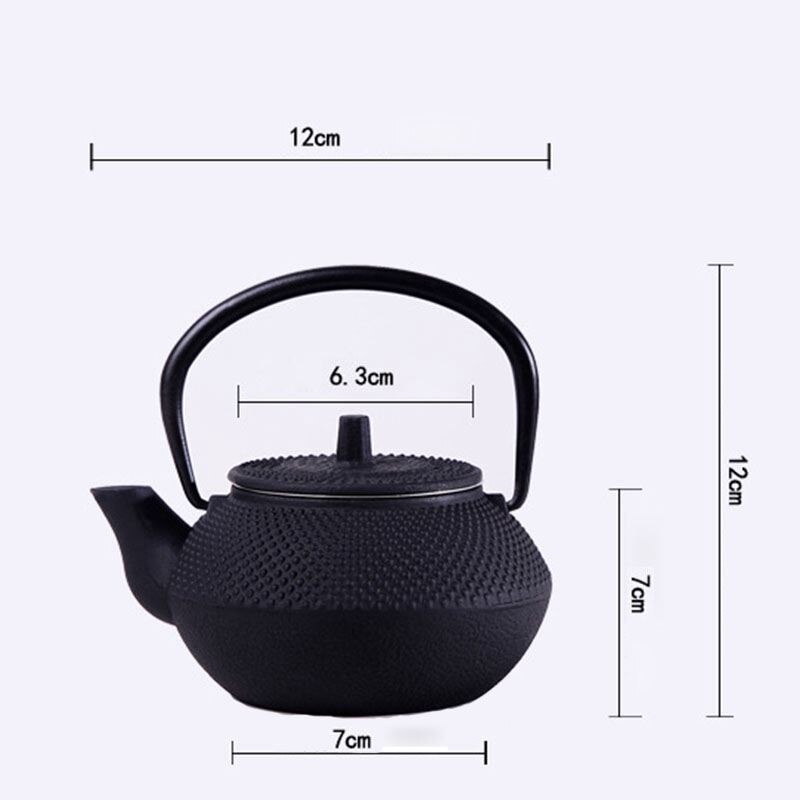 Style Cast Iron Kettle Teapot Comes With Strainer Tea Pot 300ml (Black)