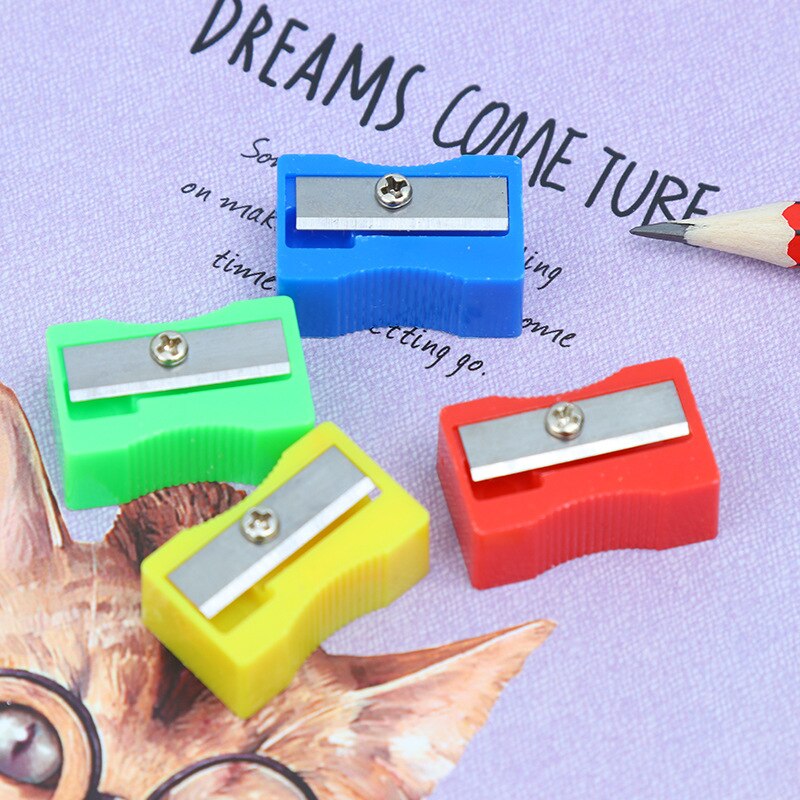 Single Hole Small Pencil Sharpener Red Yellow Blue Green Children School Office Supplies Small Manual Plastic Pencil Sharpe